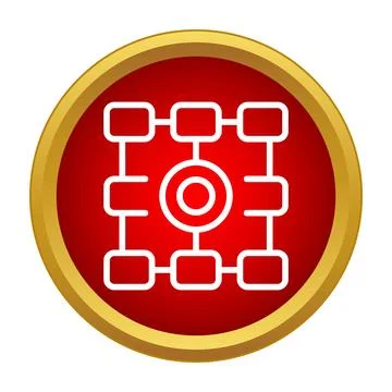 Business network flowchart icon representing central management system Stock Illustration