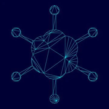 Business network low poly triangulation triangulated polygonal electric cyan  Stock Illustration