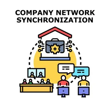 Business network synchronization concept connecting remote teams 库存插图
