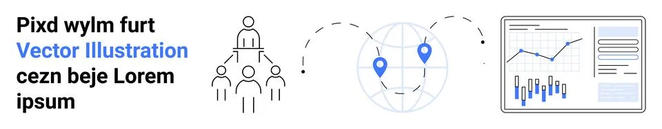 Business Networking and Data Analysis with Global Connectivity Elements Ilustración de archivo