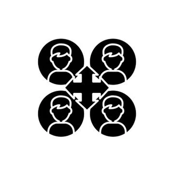 Business networking black icon, vector sign on isolated background. Business イラスト素材