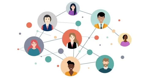 Business Networking Concept Animation. Several interconnected circles with .. Stock Footage 305698371