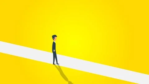 Business new opportunity vector progress career. Minimalist man cross line il Ilustración de archivo