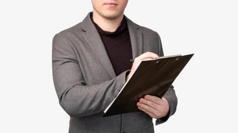 Business note project checklist man clipboard Stock Photos