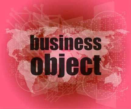 Business object word on digital screen, mission control interface hi technolo Illustrazione stock