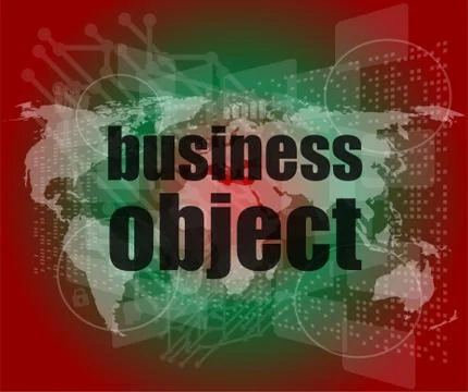 Business object word on digital screen, mission control interface hi technolo Illustrazione stock