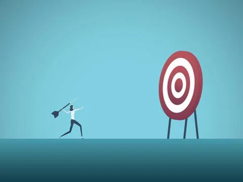 Business objective and strategy vector concept. Businesswoman throwing dart at Stock Illustration