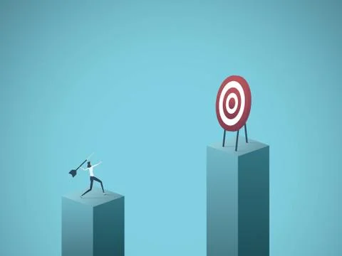 Business objective and strategy vector concept. Businesswoman throwing dart at Stock Illustration