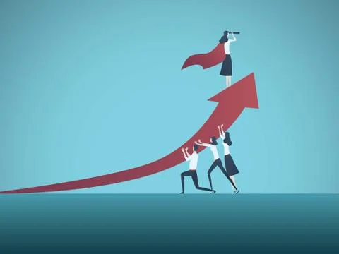 Business objective, goal or target vector concept. Team of business people Stock Illustration