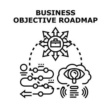 Business objective roadmap strategy planning development process Stock Illustration