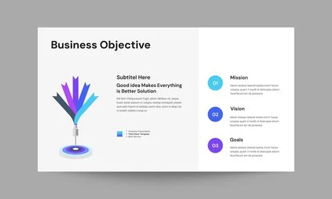 Business Objective Slide Presentation Template | Corporate Goals &amp; Strategy.. Stock Illustration