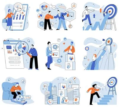 Business objectives. Resolving challenges and obstacles is essential for Stock Illustration