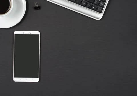 Business objects on a black desk. 스톡 사진