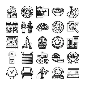 Business objects collection with various line icons set Stock Illustration
