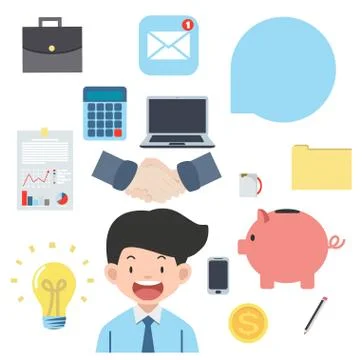 Business  Objects flat icons vector collection Stock Illustration