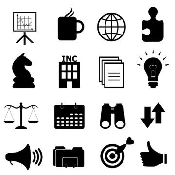Business objects icon set Stock Illustration