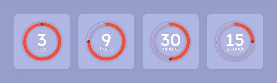 Business offer circular countdown timer set Illustrazione stock