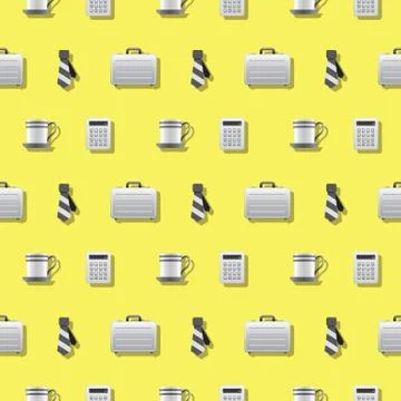 Business At the Office Bright Seamless Pattern Stock Illustration