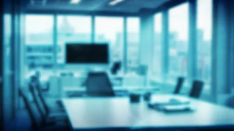 Business Office Concept with Soft Defocused Zoom and Blue Geometric Animation Stock Footage 277793245