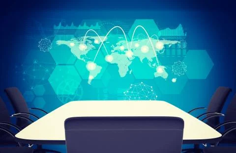 Business office with empty table and chairs Stock Illustration