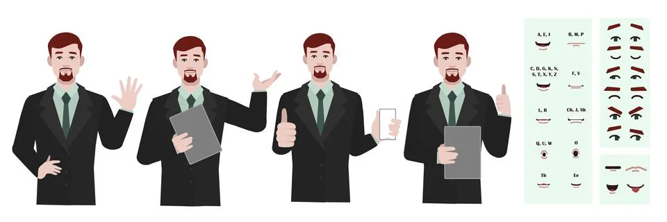 Business office worker man constructor suitable for animation. Stock Illustration