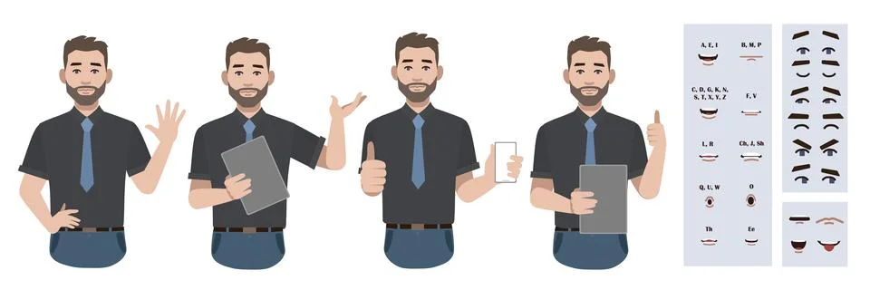 Business office worker man constructor suitable for animation. Иллюстрация