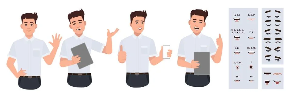 Business office worker man constructor suitable for animation. Stock Illustration