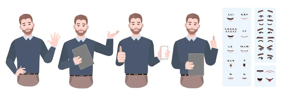 Business office worker man constructor suitable for animation. Stock Illustration