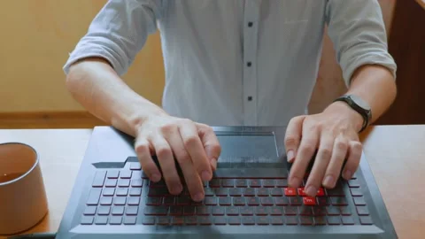 Business: Office worker typing on PC keyboard Stock Footage 203883060
