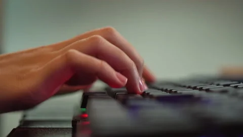 Business office worker working with computer keyboard Stock Footage 196676523