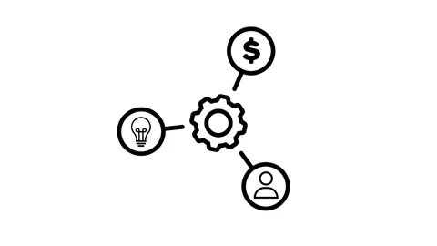 Business operation gear system icon animation Stock Footage 337490569