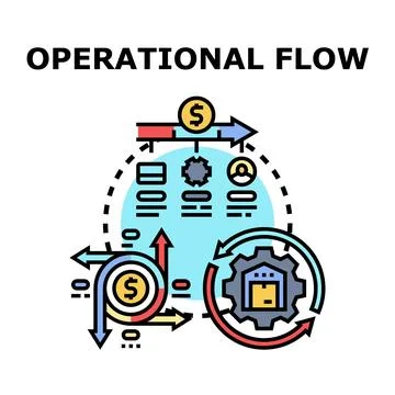 Business operational flow process visualizing money logistic management Stock Illustration