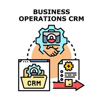 Business operations crm system concept with customer interaction Stock Illustration