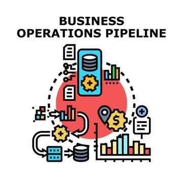 Business operations pipeline processing data strategy Stock Illustration