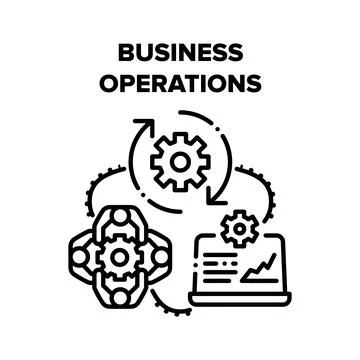 Business Operations Process Vector Black Illustrations Stock Illustration