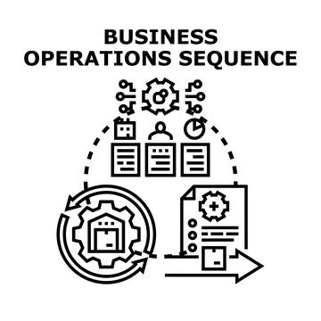 Business operations sequence planning and workflow process Stock Illustration
