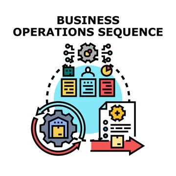 Business operations sequence planning and workflow process Stock Illustration