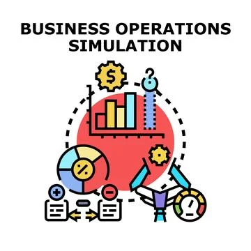 Business operations simulation concept with data analysis Stock Illustration