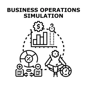 Business operations simulation concept with data analysis Stock Illustration