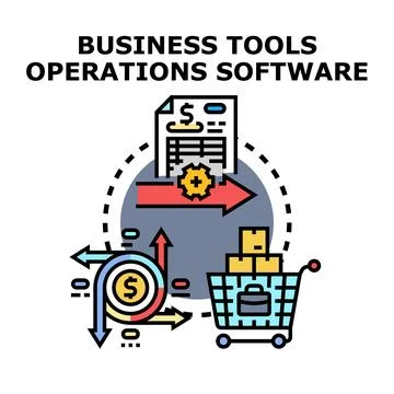 Business operations software analyzing financial data and logistics 스톡 일러스트