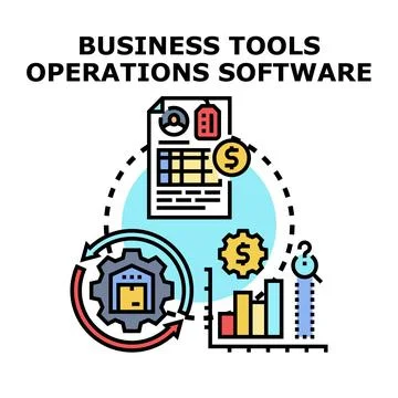 Business operations software managing inventory and finances Stock Illustration