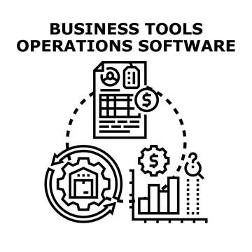 Business operations software managing inventory and finances イラスト素材