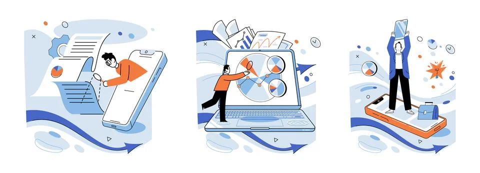 Business operations. Technology is catalyst propelling evolution business Stock Illustration