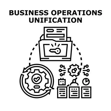 Business operations unification vector concept illustration Illustrazione stock