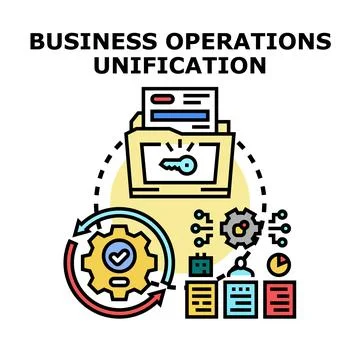 Business operations unification vector concept illustration Stock Illustration