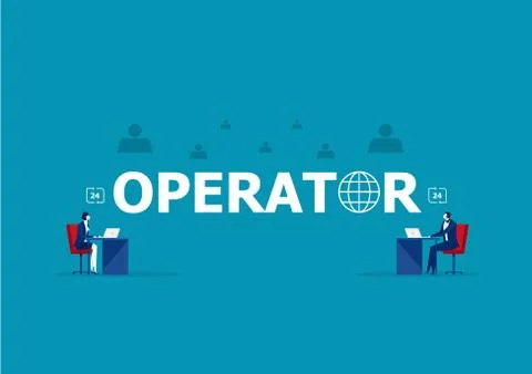 Business Operator Client Communication, Specialists Solve Clients Problems On Stock Illustration