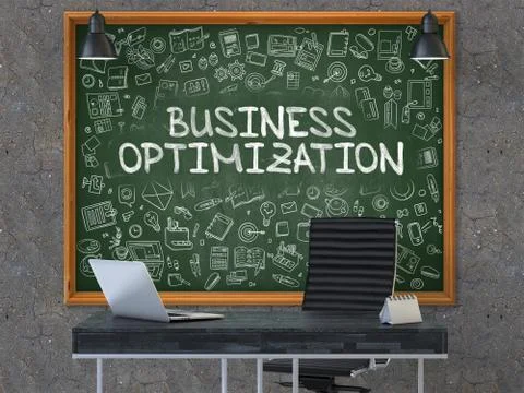 Business Optimization on Chalkboard in the Office Stock Illustration