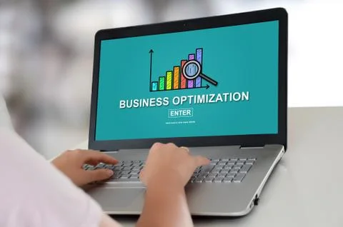 Business optimization concept on a laptop Foto stock