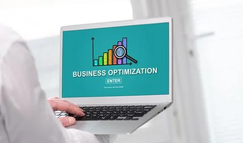 Business optimization concept on a laptop screen Foto stock