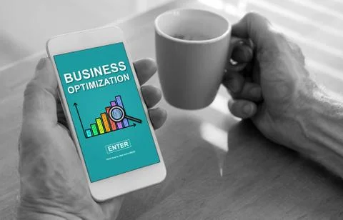 Business optimization concept on a smartphone Foto stock